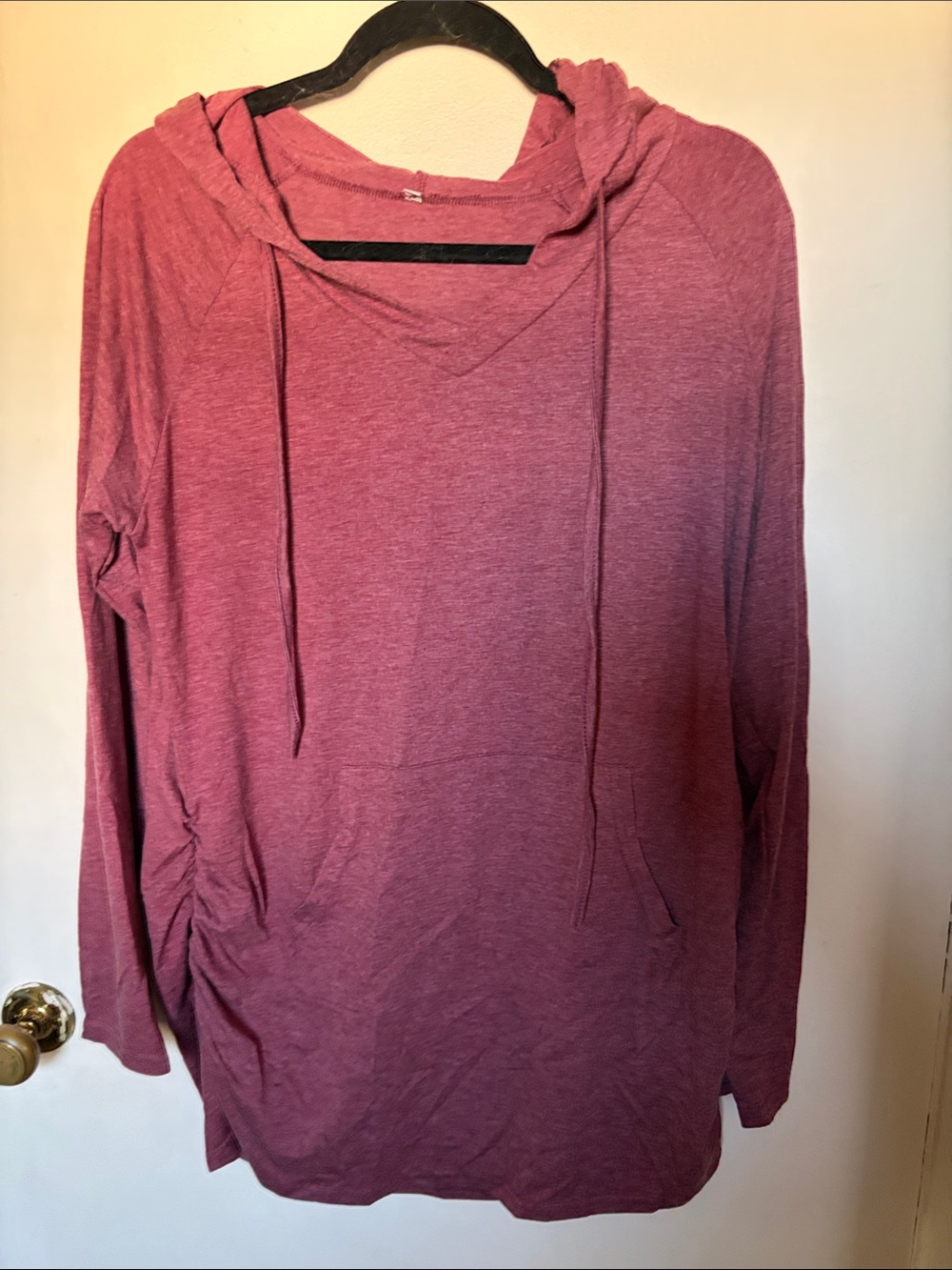 Relaxed Hooded Tunic Maternity Sweatshirt in Dusty Rose